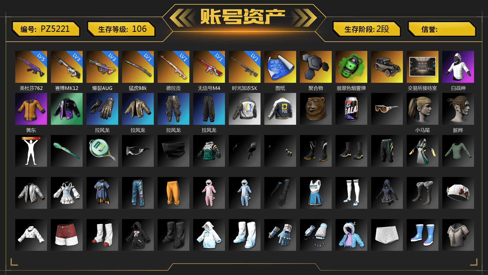 Rest in Pink — Dragunov [1], Emerald Smoke Grenade, Harley Quinn's Hair, NPL 2019 Phase 2 Jacket, PJS 2019 Phase 2 Jacket, XiongDi Hoodie, Sha Wujing's Shorts, HUYA T-shirt, DOUYU T-shirt - 1